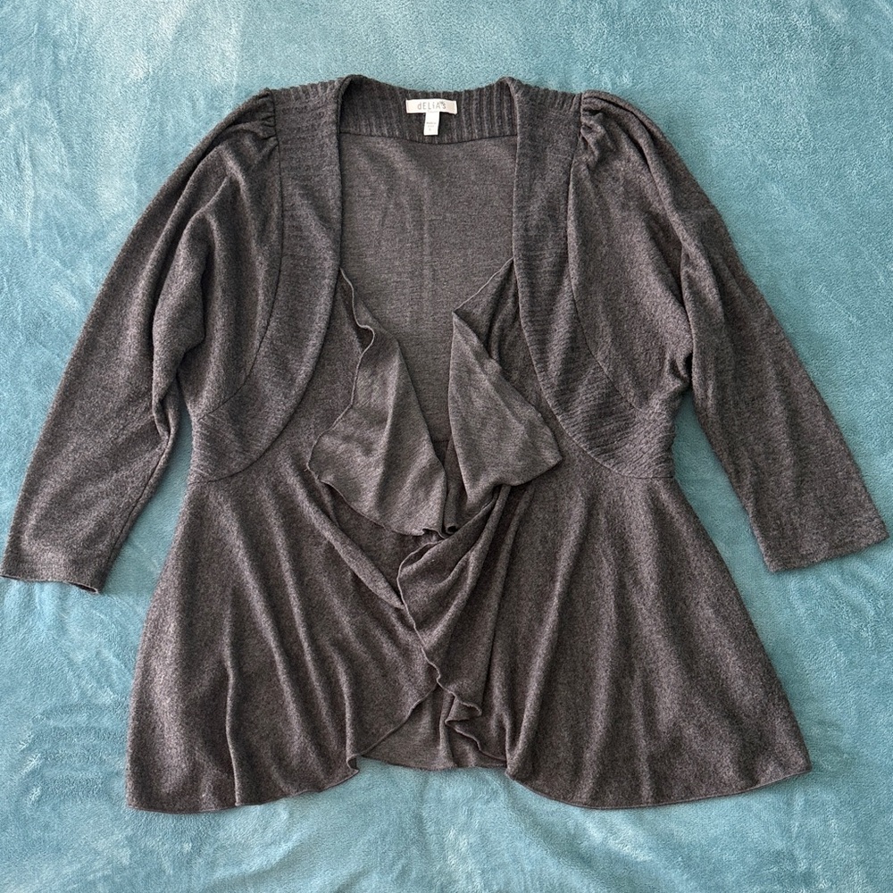 Gray 3/4 Sleeve Cardigan